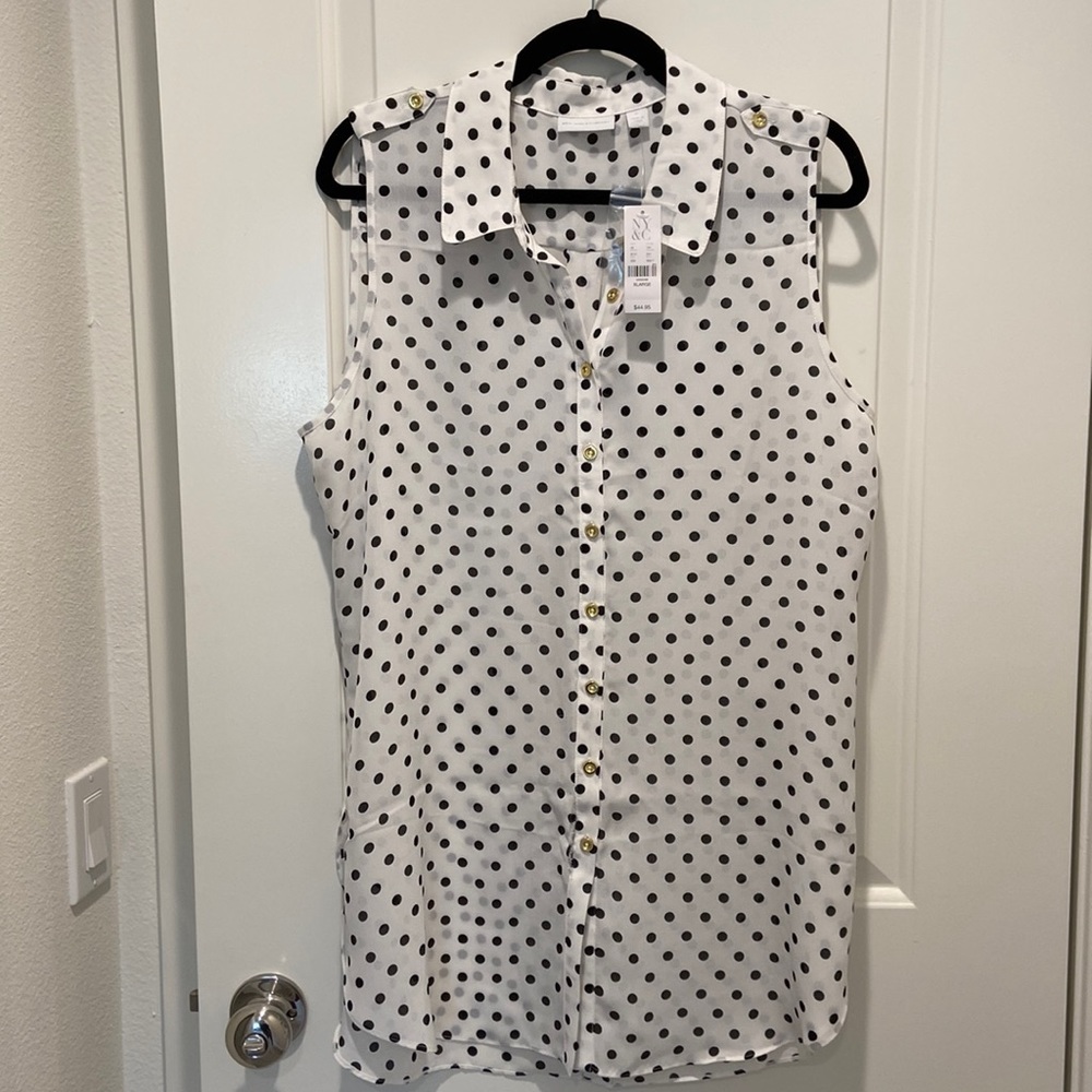 Black/White Polka Dot Sleeveless Tunic